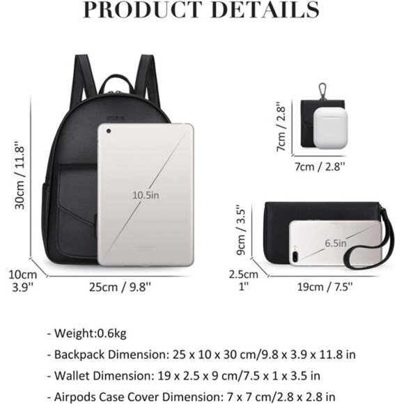 Women Backpack Purse Water Resistant PU Leather Backpack Fashion Rucksack main image 5